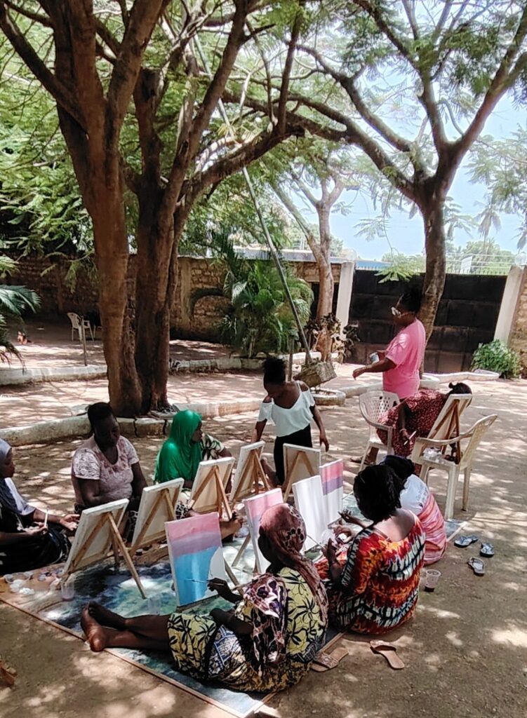 Caregivers of children living with cerebral Palsy painting as a form therapy and bonding session